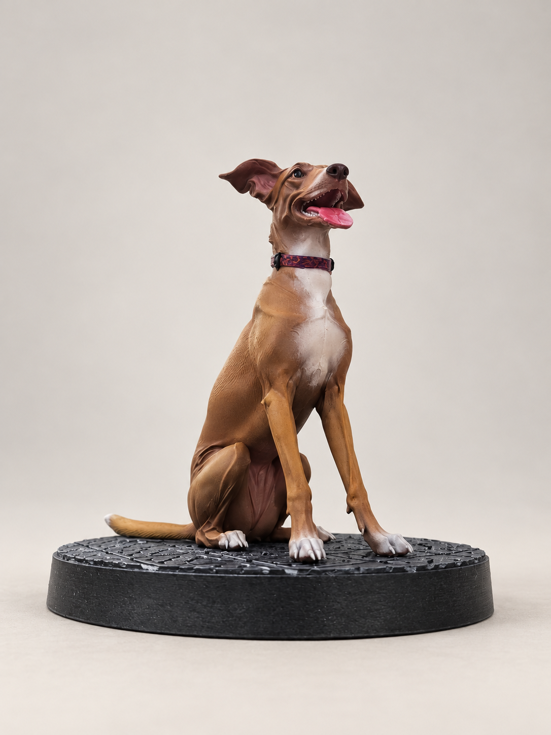 Figura personalizada de un perro; fotografía con fondo editado